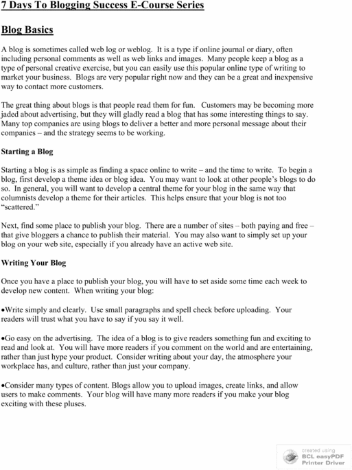 Product picture 7 Days To Blogging Success